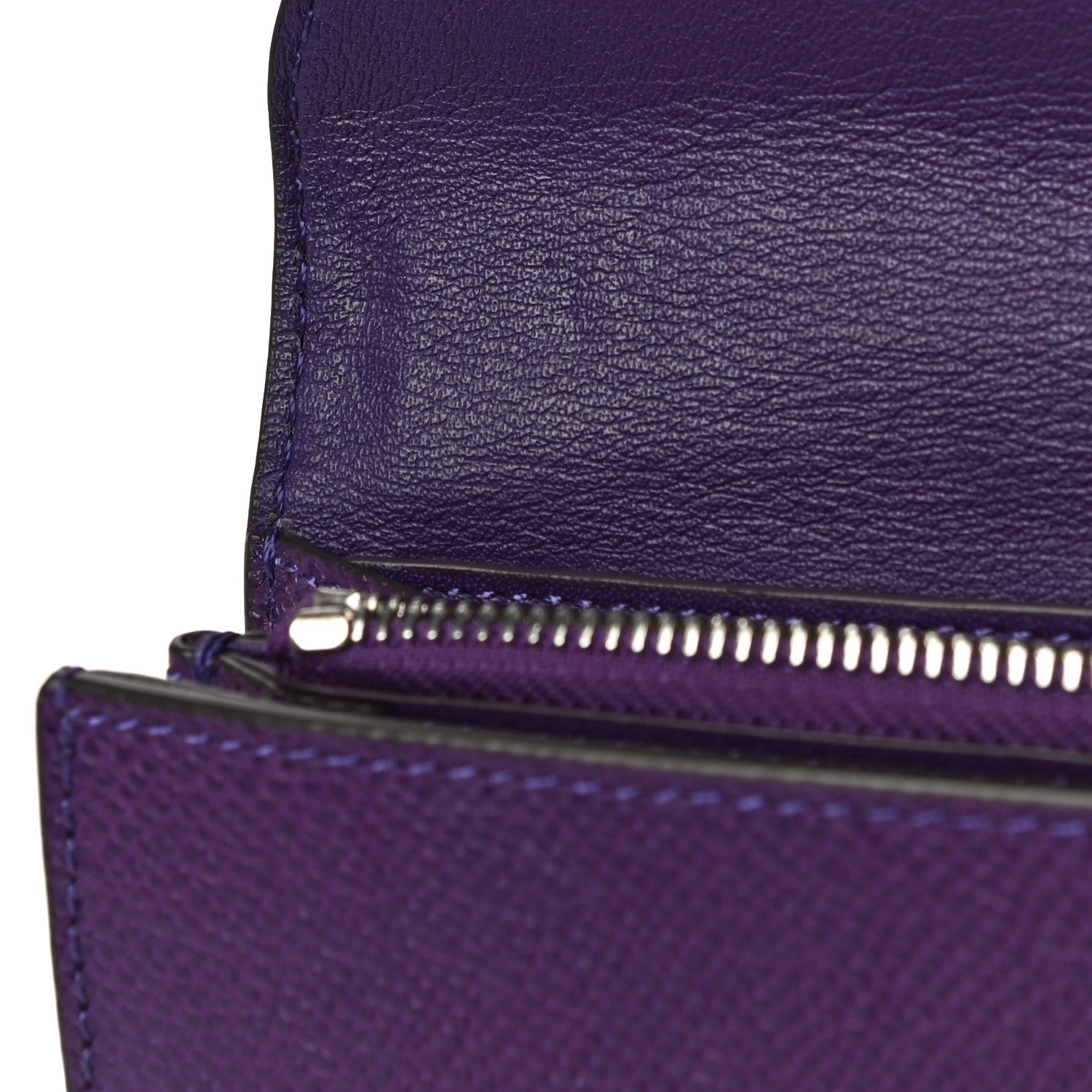 Celine Grained Calfskin Large Trotteur Multifunction Flap Wallet Purple 12 of 14