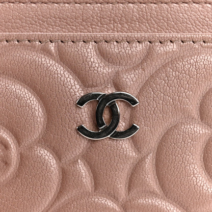 Chanel Goatskin Camellia Embossed Card Holder Light Pink 12 of 13