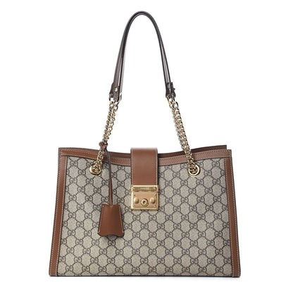 Gucci GG Supreme Monogram Medium Padlock Tote Beige Cuir 1 of 11