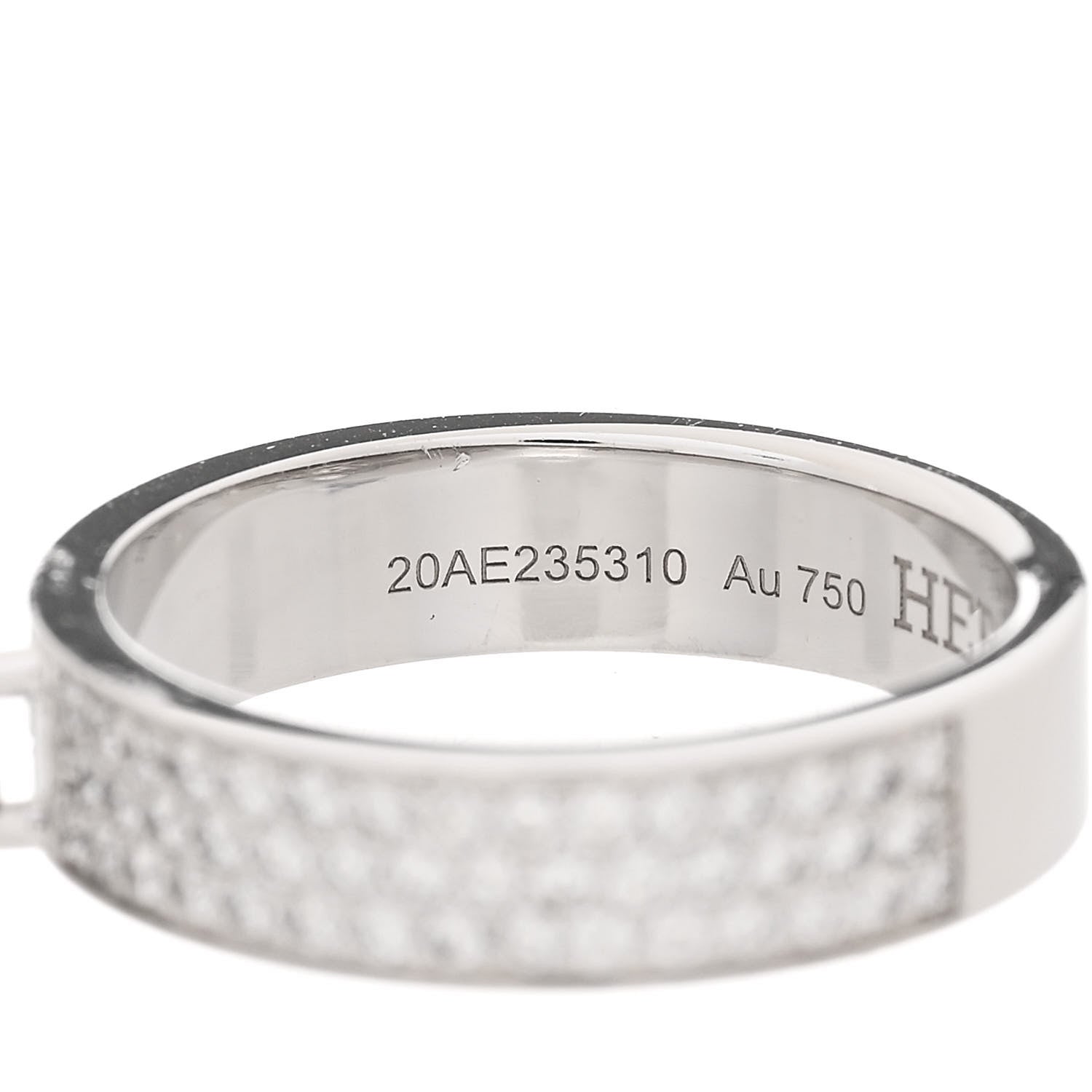 Hermes 18K White Gold Diamond Kelly Clochette Double Ring 50 5.25 5 of 8