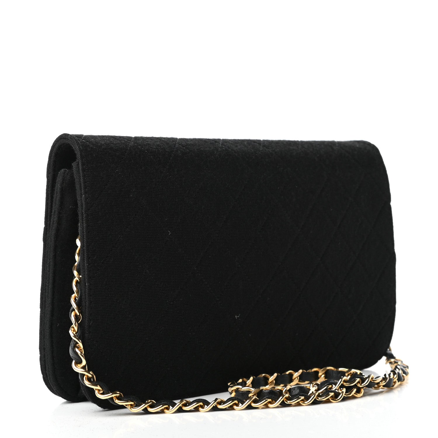 Chanel Jersey Quilted Wallet On Chain WOC Black 3 of 11