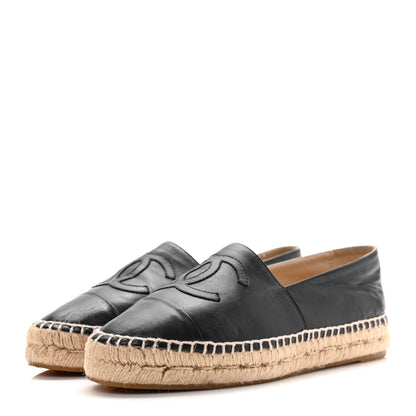 Chanel Lambskin CC Espadrilles 37 Black 3 of 8