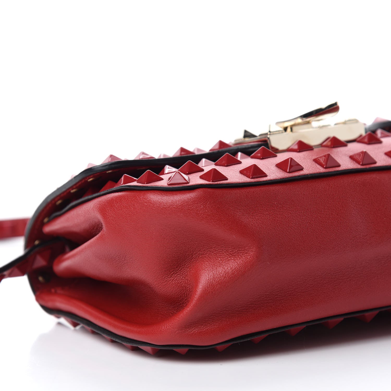 Valentino Garavani Vitello Monochrome Mini Rockstud All Over Flap Saddle Crossbody Bag Rosso Valentino 6 of 10