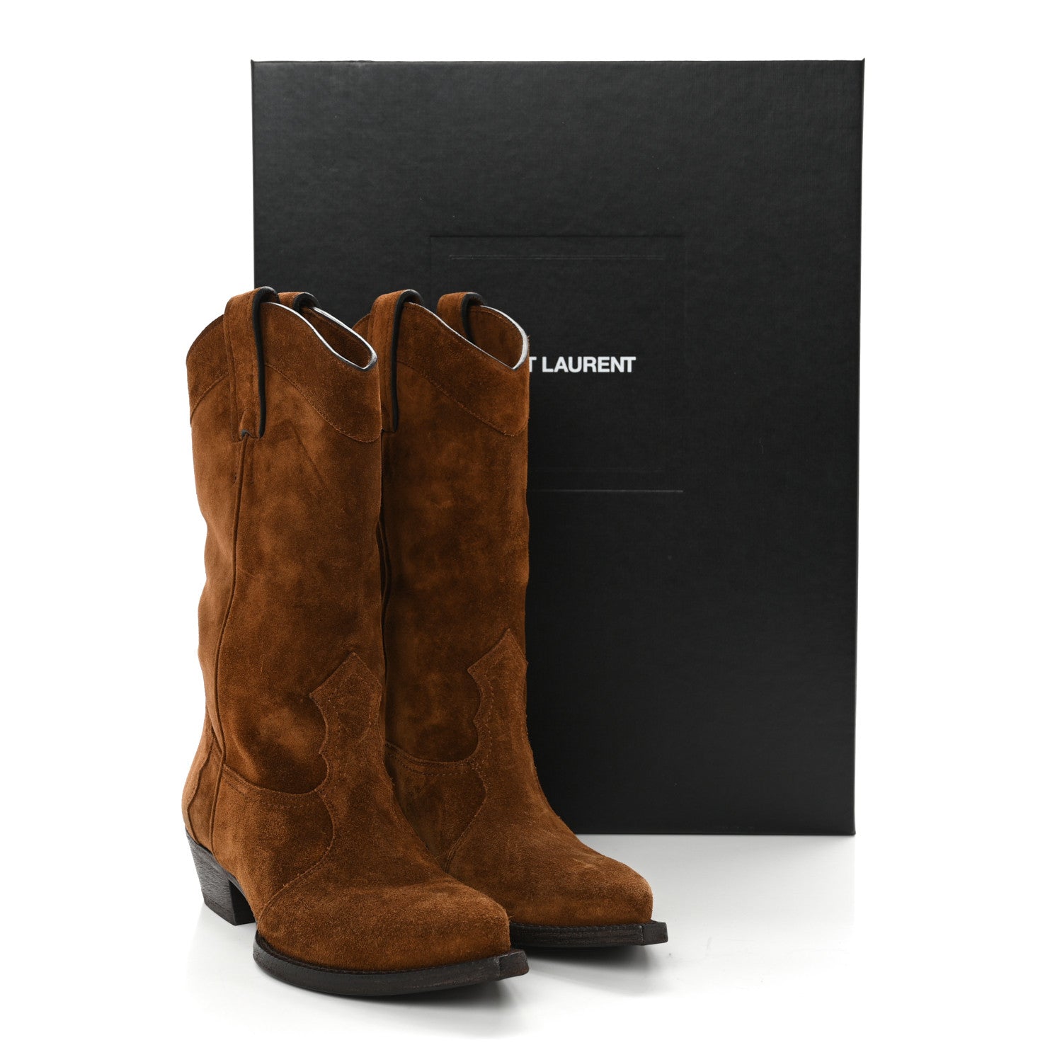 Saint Laurent Suede Houston Cowboy Boots 35 Brown 13 of 13