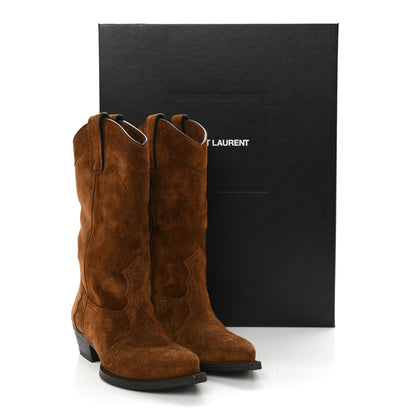Saint Laurent Suede Houston Cowboy Boots 35 Brown 13 of 13