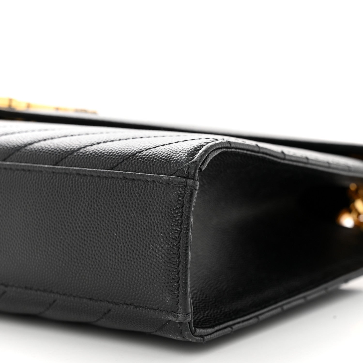Saint Laurent Grain De Poudre Matelasse Chevron Large Monogram Satchel Black 10 of 11