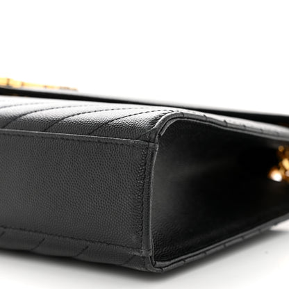 Saint Laurent Grain De Poudre Matelasse Chevron Large Monogram Satchel Black 10 of 11