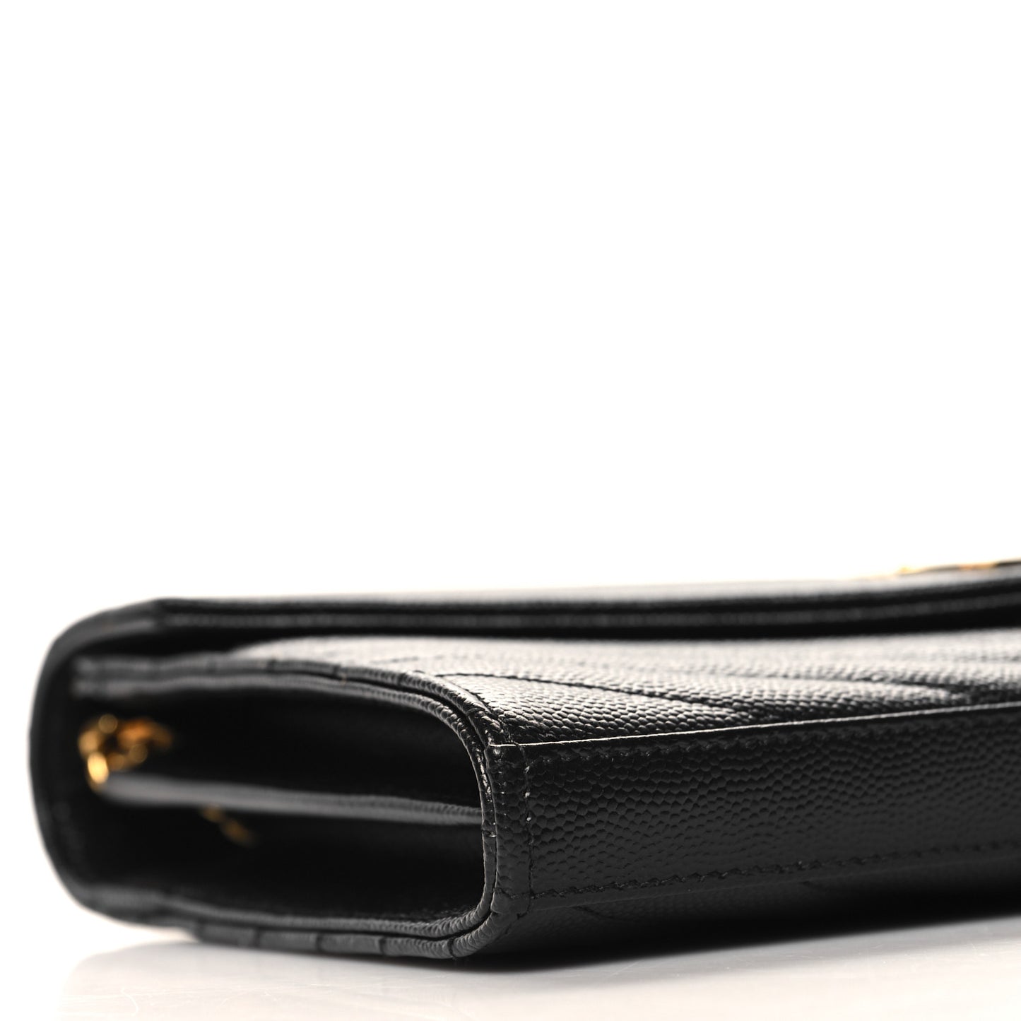 Grain De Poudre Matelasse Chevron Monogram Chain Wallet Black