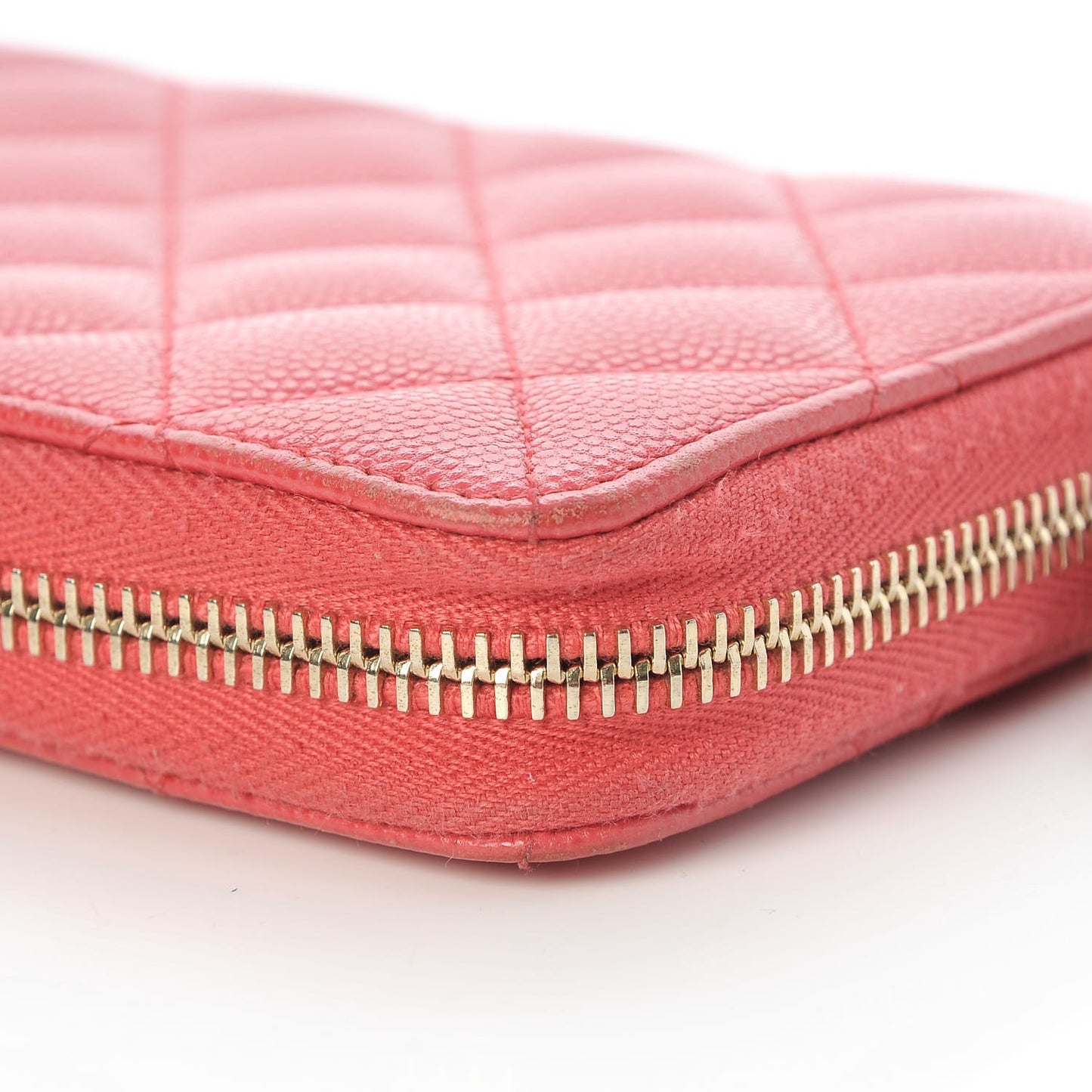 Caviar Quilted Large Gusset Zip Around Wallet Pink