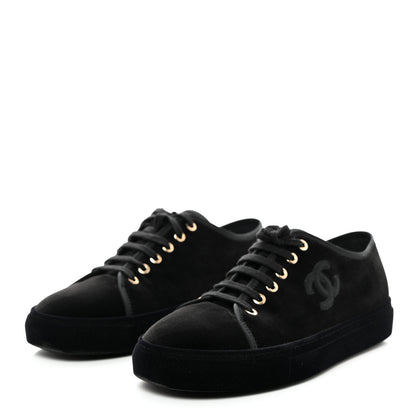 Chanel Velvet Womens CC Sneakers 40 Black 3 of 8