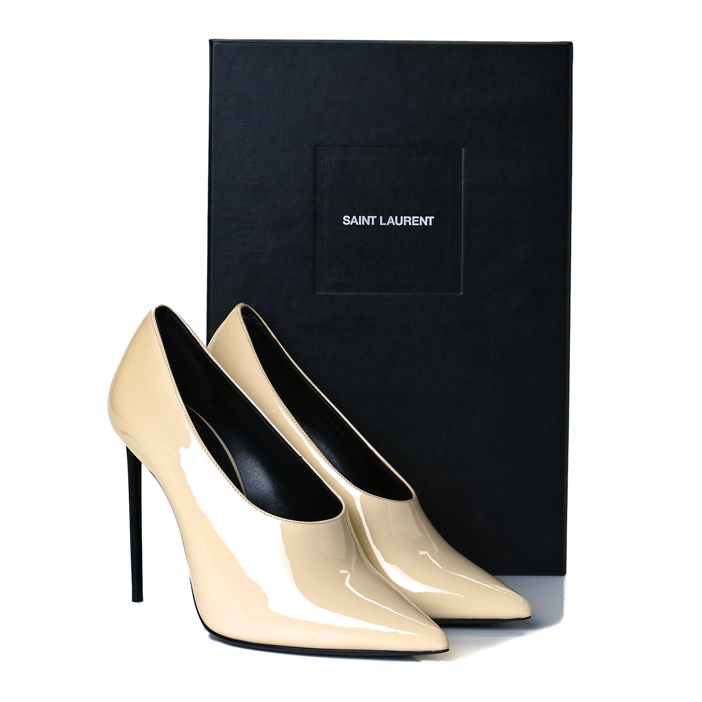 Patent Calfskin Teddy High Vamp 105 Pumps 37 Porcellana