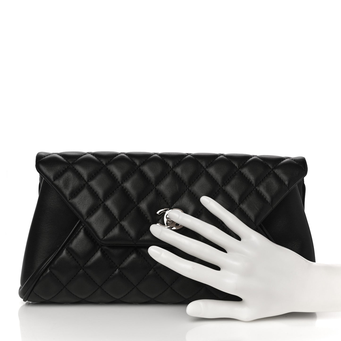 Lambskin Quilted Fold Up Again Clutch Black