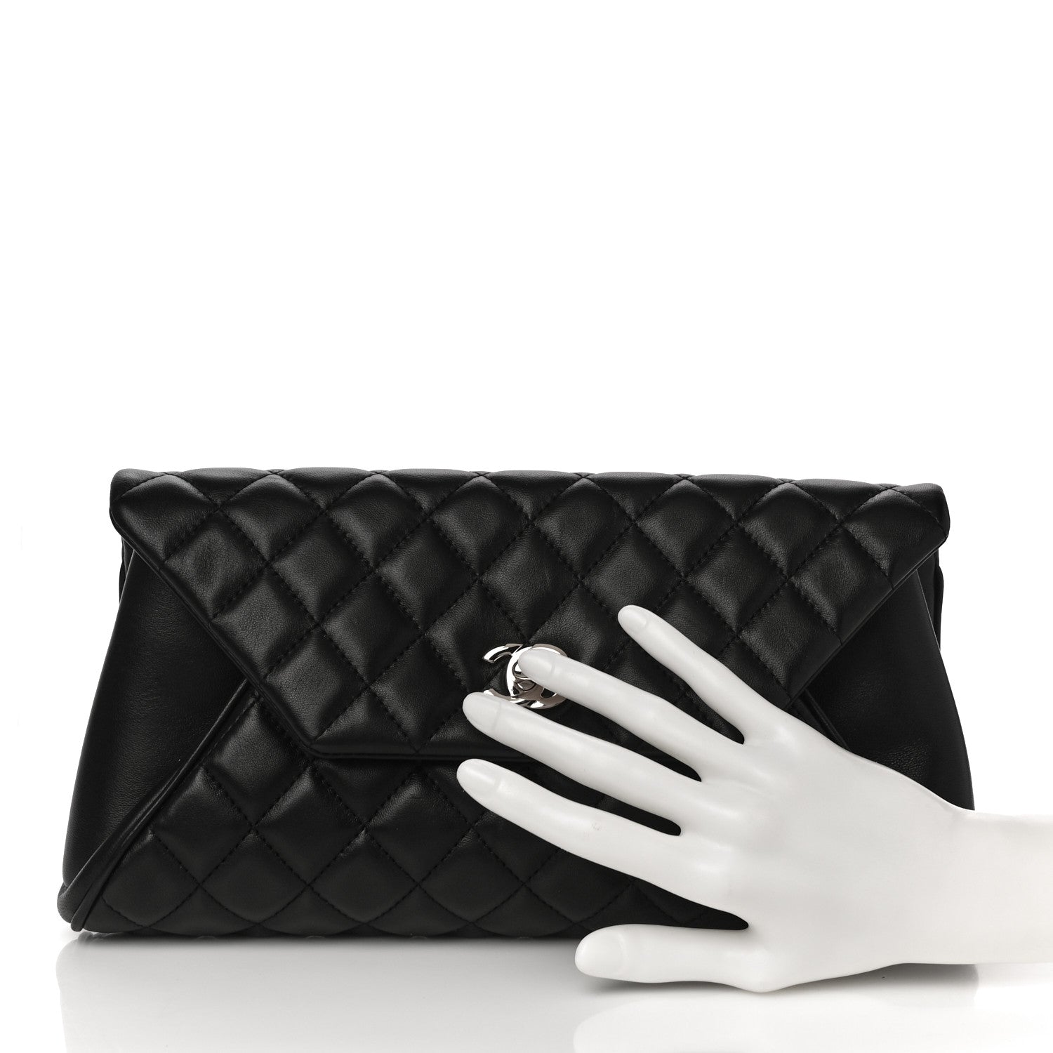 Chanel Lambskin Quilted Fold Up Again Clutch Black 2 of 10