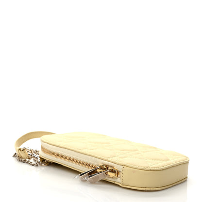Christian Dior Lambskin Cannage Lady Dior Phone Holder Light Yellow 4 of 9