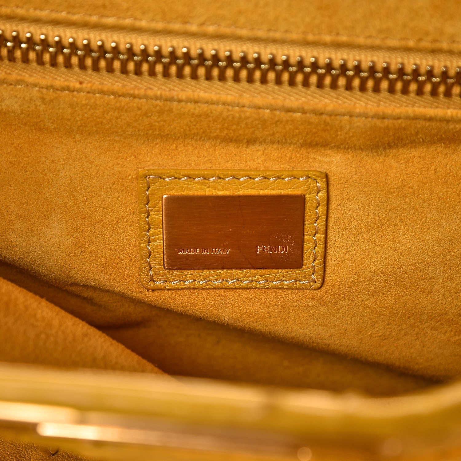 Fendi Ostrich Medium Peekaboo Iconic Satchel Yellow 6 of 14