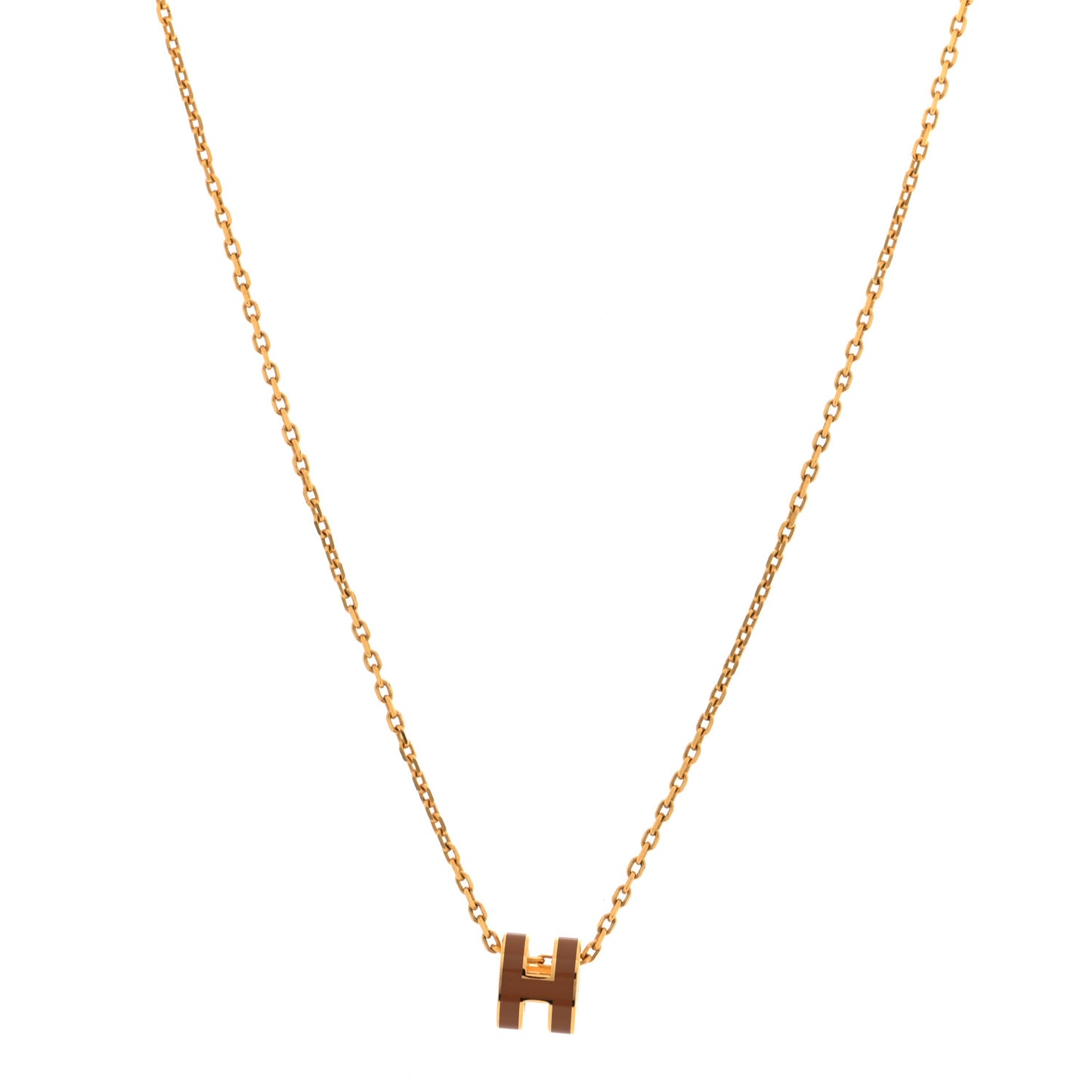 Lacquered Gold Mini Pop H Pendant Necklace New Gold