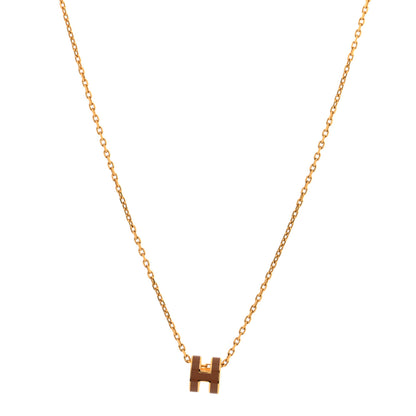 Hermes Lacquered Gold Mini Pop H Pendant Necklace New Gold 1 of 6