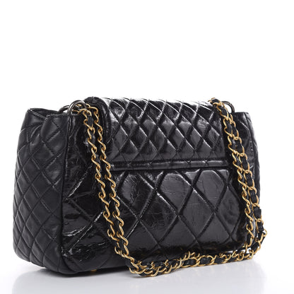 Chanel Glazed Crinkled Calfskin Medium East West Flap Black 3 of 12