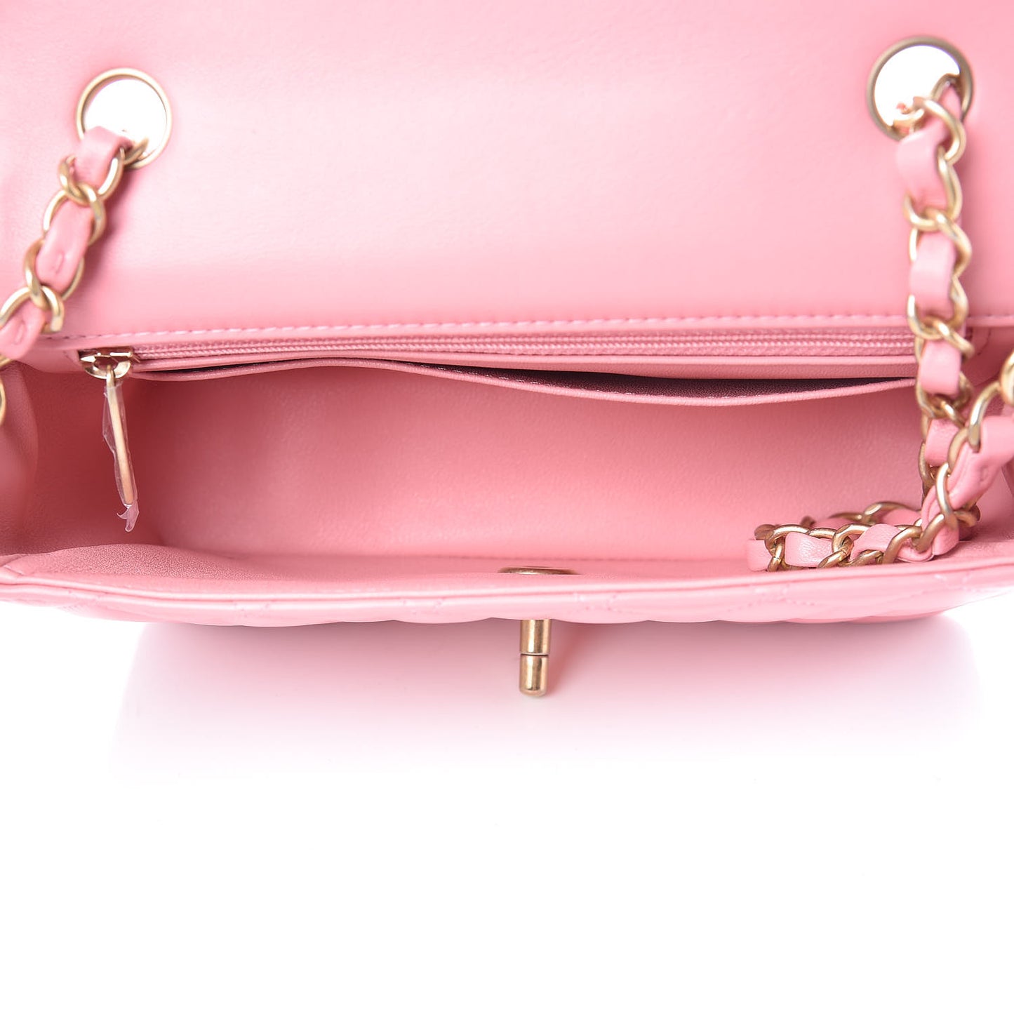 Lambskin Quilted Mini Rectangular Flap Pink