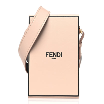 Fendi Vitello Fluffy Logo Vertical Box Rosa Quarzo Black 1 of 9