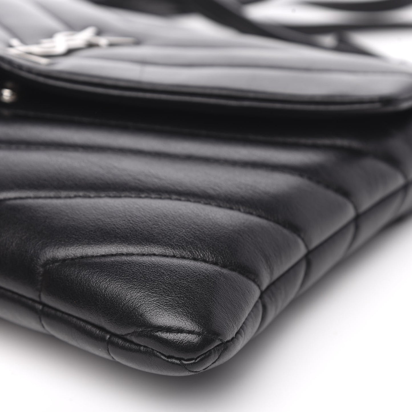 Calfskin Y Quilted Monogram Loulou Flap Bag Black