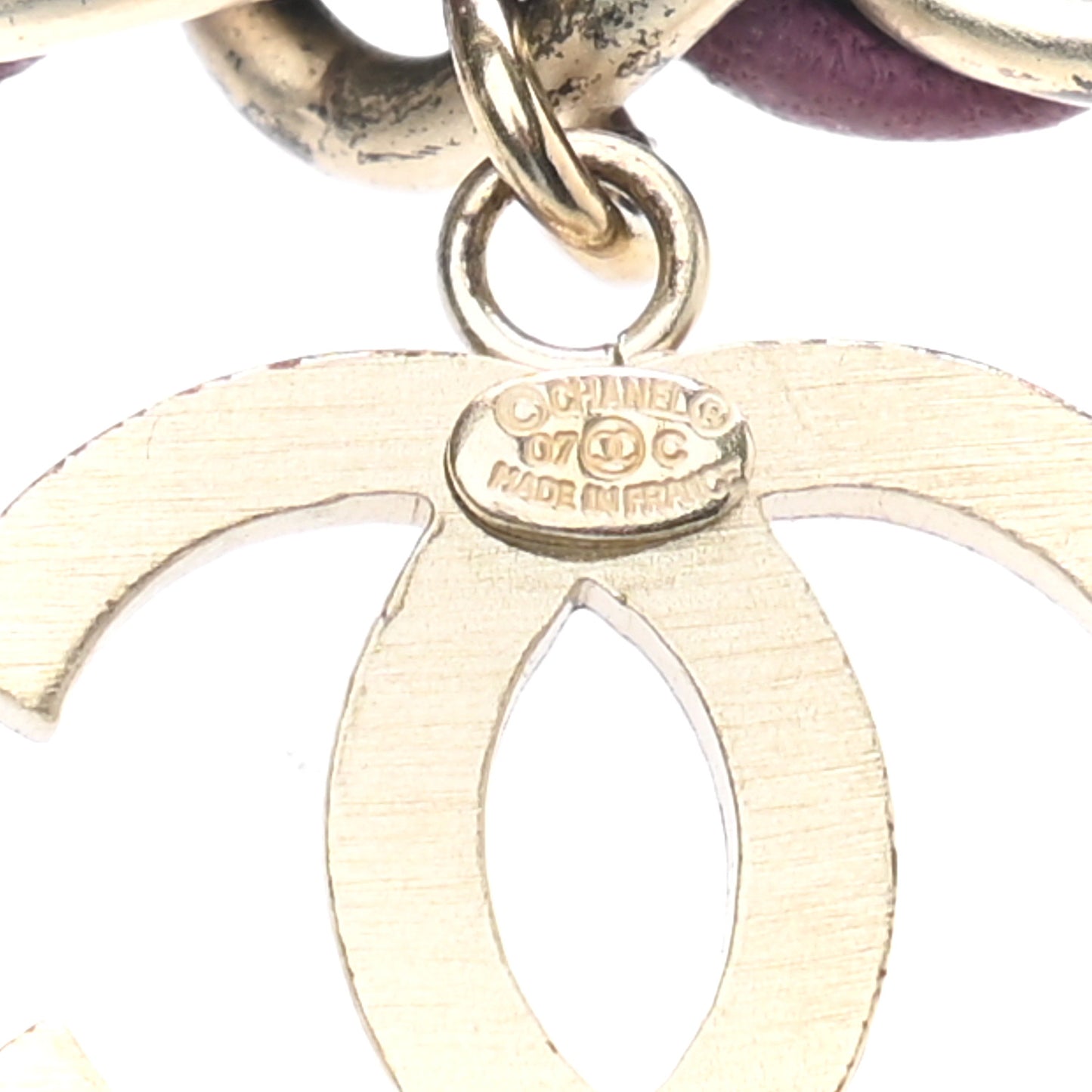 Lambskin Chain CC Clover Belt Gold Purple Pink
