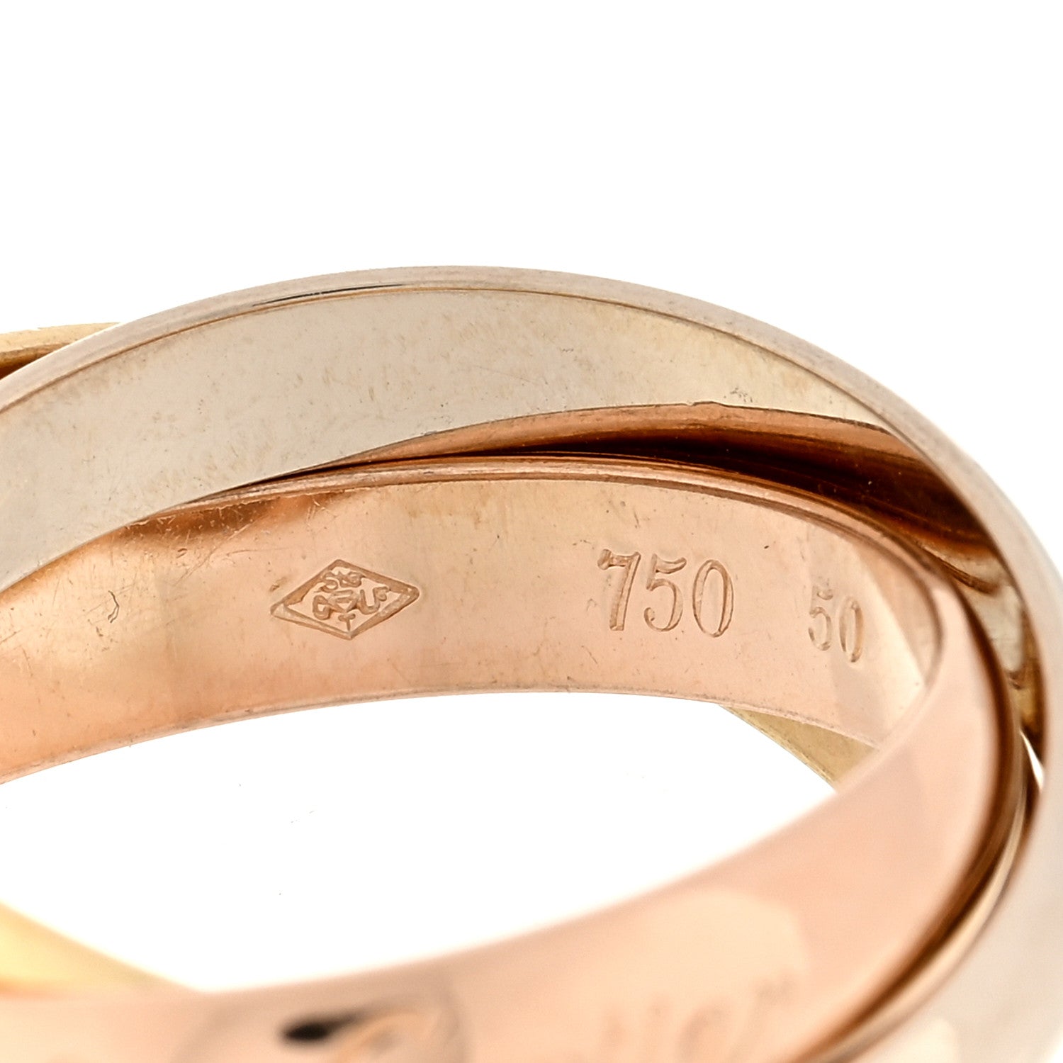 Cartier 18K Pink Yellow White Gold Classic Les Must De Cartier Trinity Ring 50 5.25 4 of 4