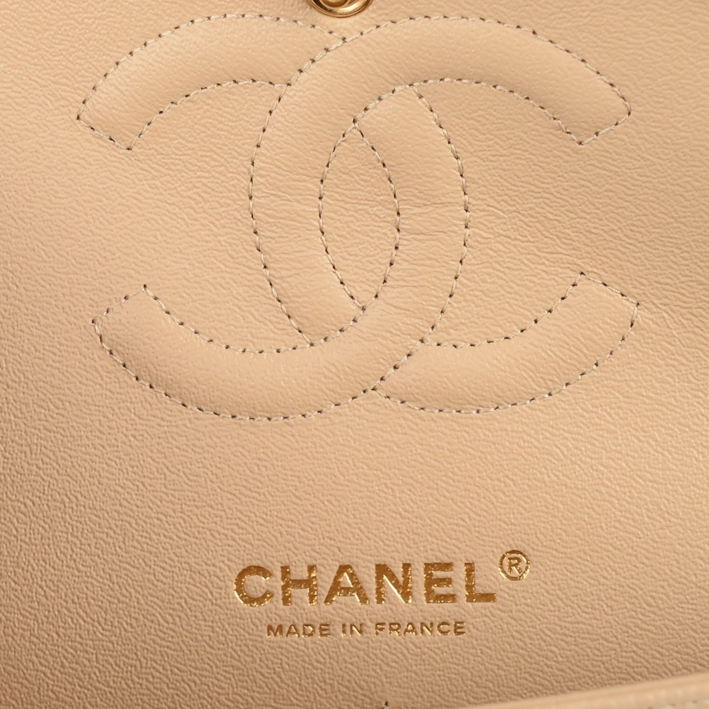Caviar Quilted Medium Double Flap Beige Clair