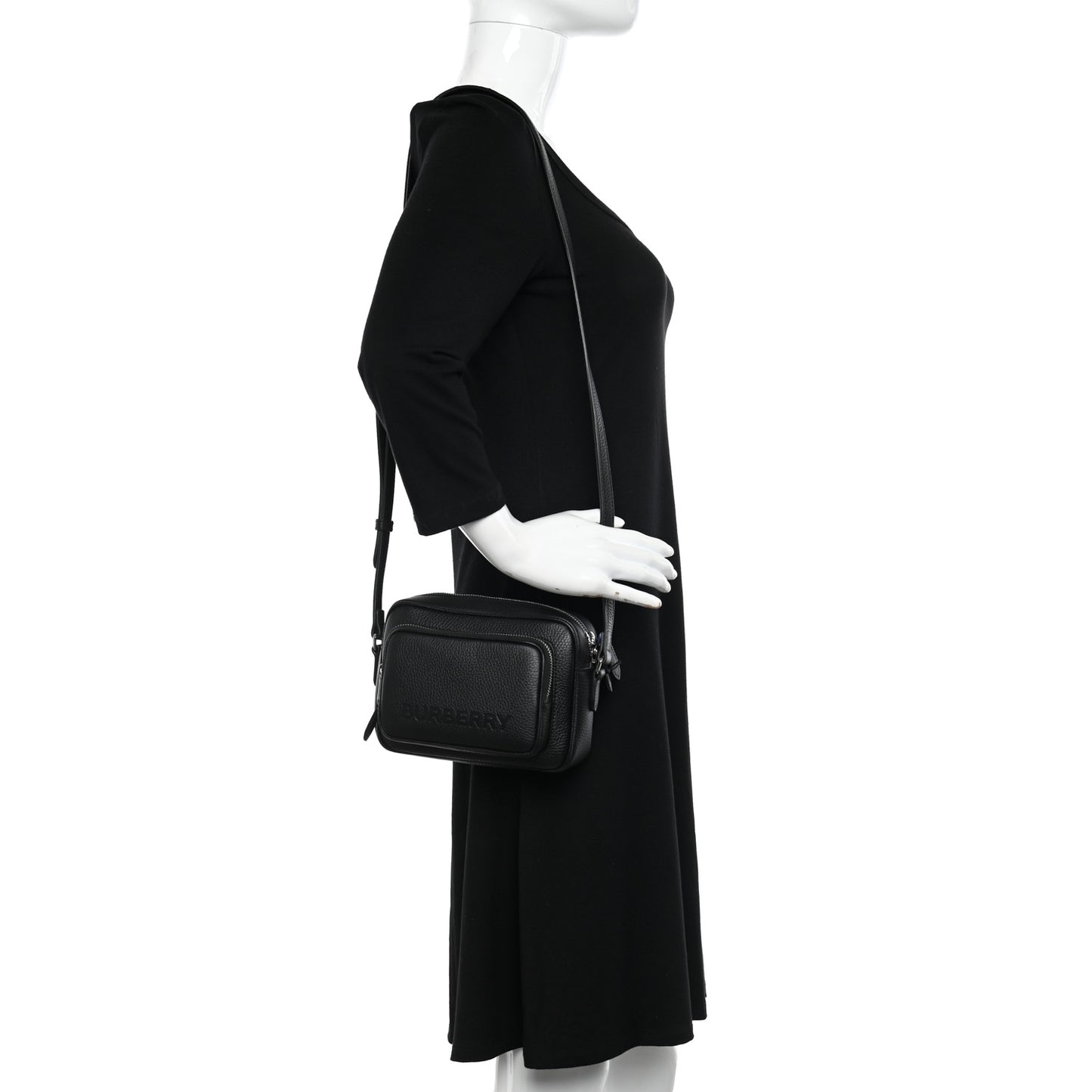 Grained Calfskin Small Camera Bag Black