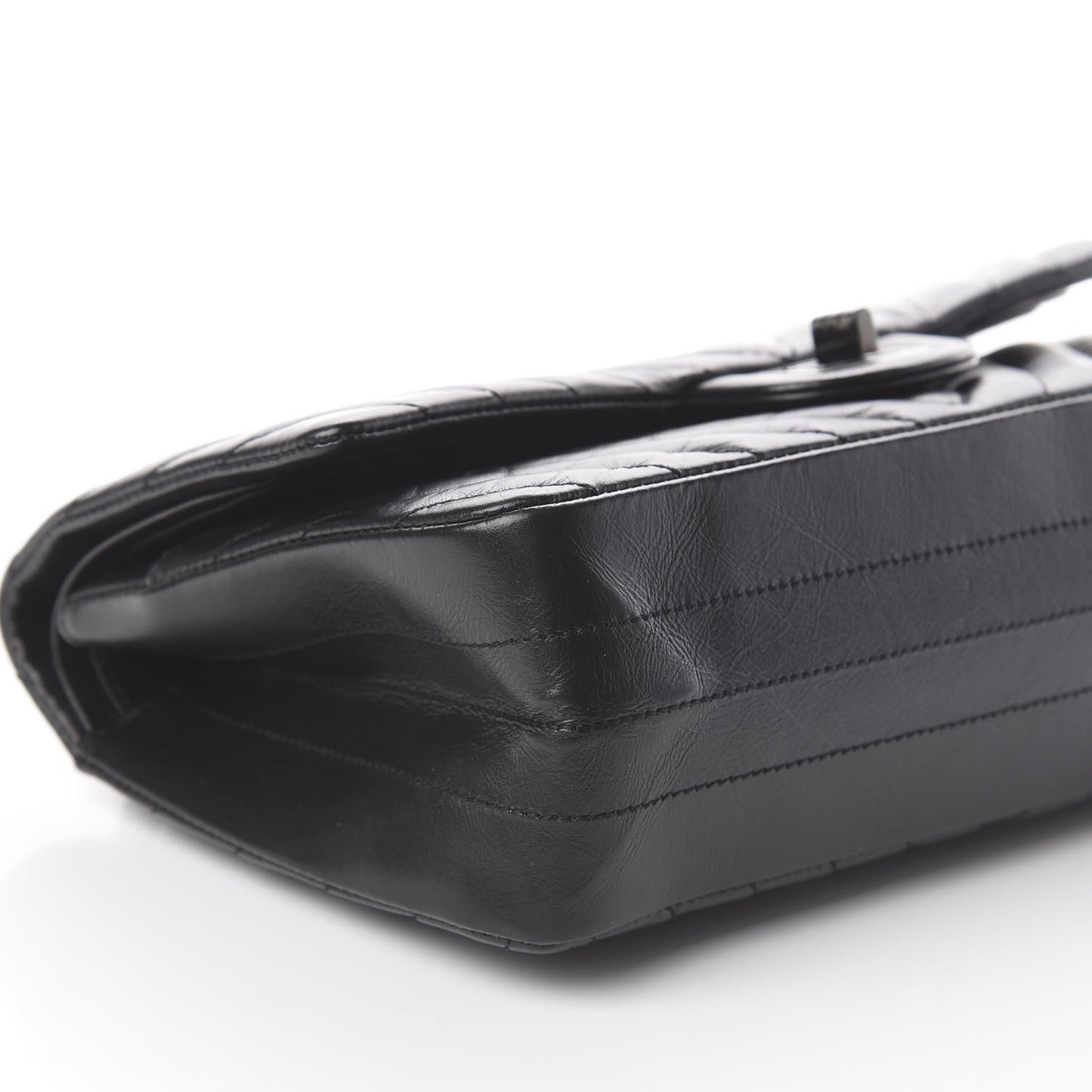 Aged Calfskin Chevron Quilted 2.55 Reissue 225 Flap So Black