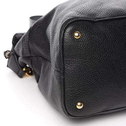 Gucci Pebbled Calfskin Twill Medium Top Handle Satchel Black 10 of 13