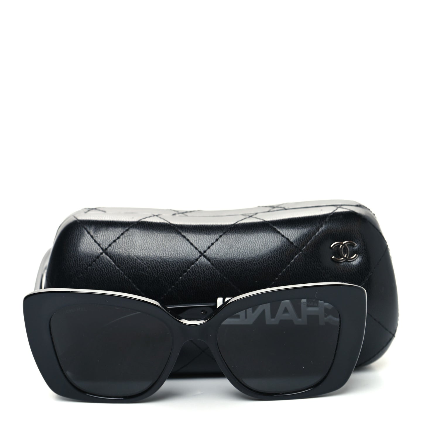 Acetate Strass Square Sunglasses 5422-B-A Black White