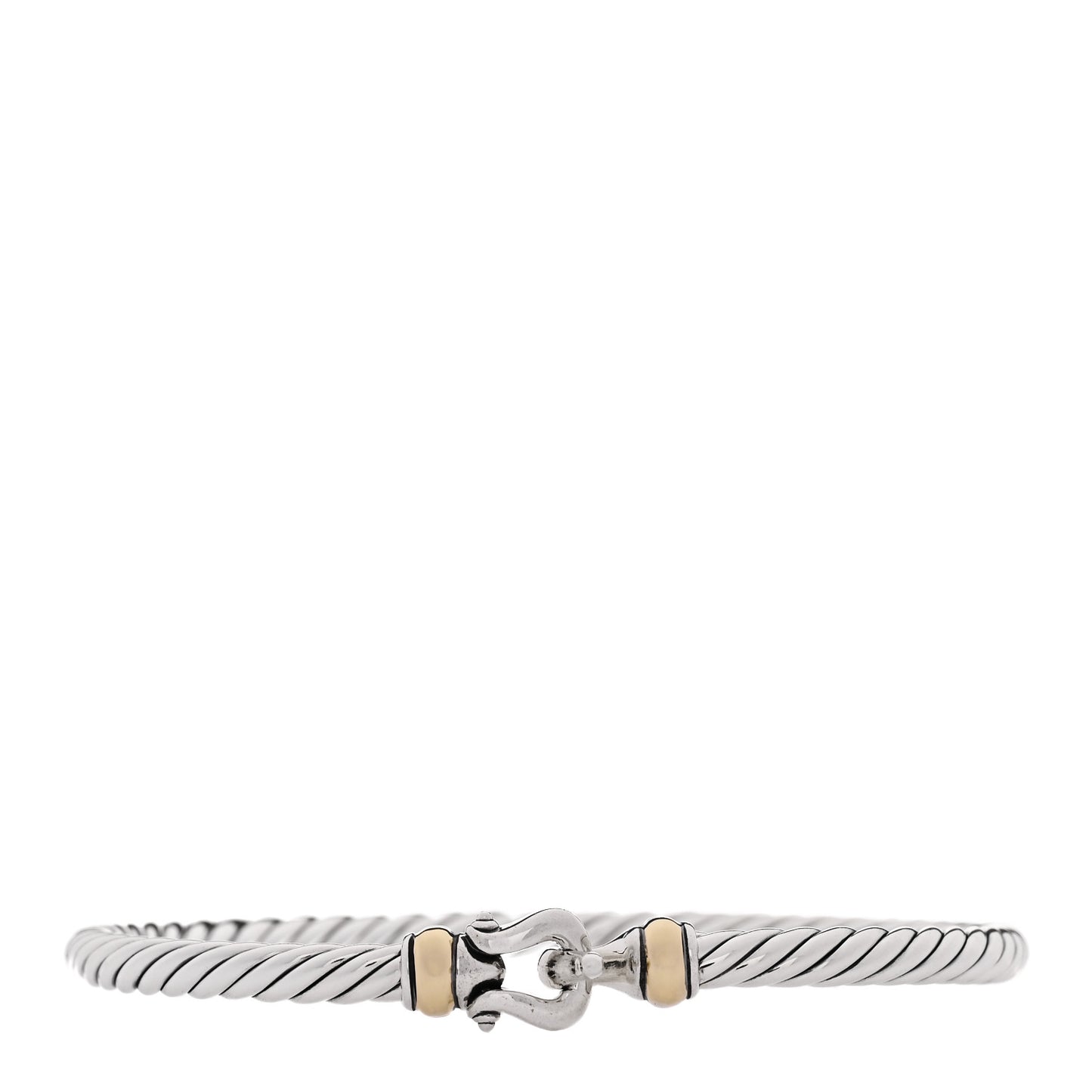 Sterling Silver 14K Yellow Gold 4mm Cable Classic Buckle Bracelet