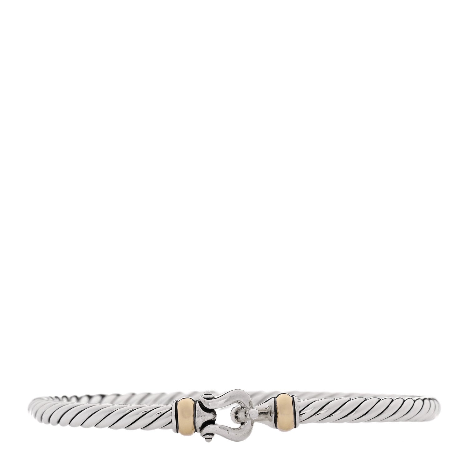 David Yurman Sterling Silver 14K Yellow Gold 4mm Cable Classic Buckle Bracelet 1 of 3