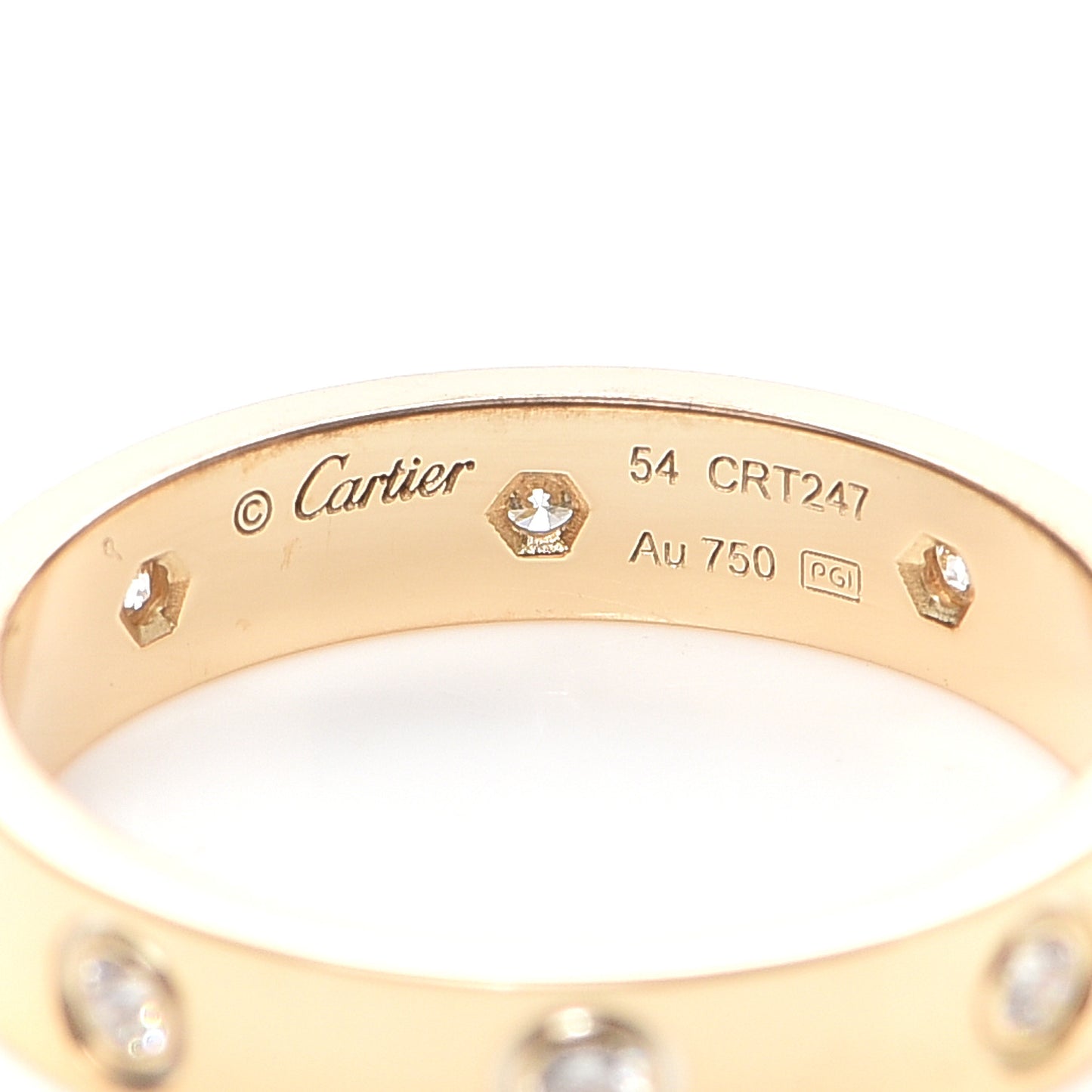 18K Yellow Gold 8 Diamond 4mm LOVE Wedding Band Ring 54 6.75
