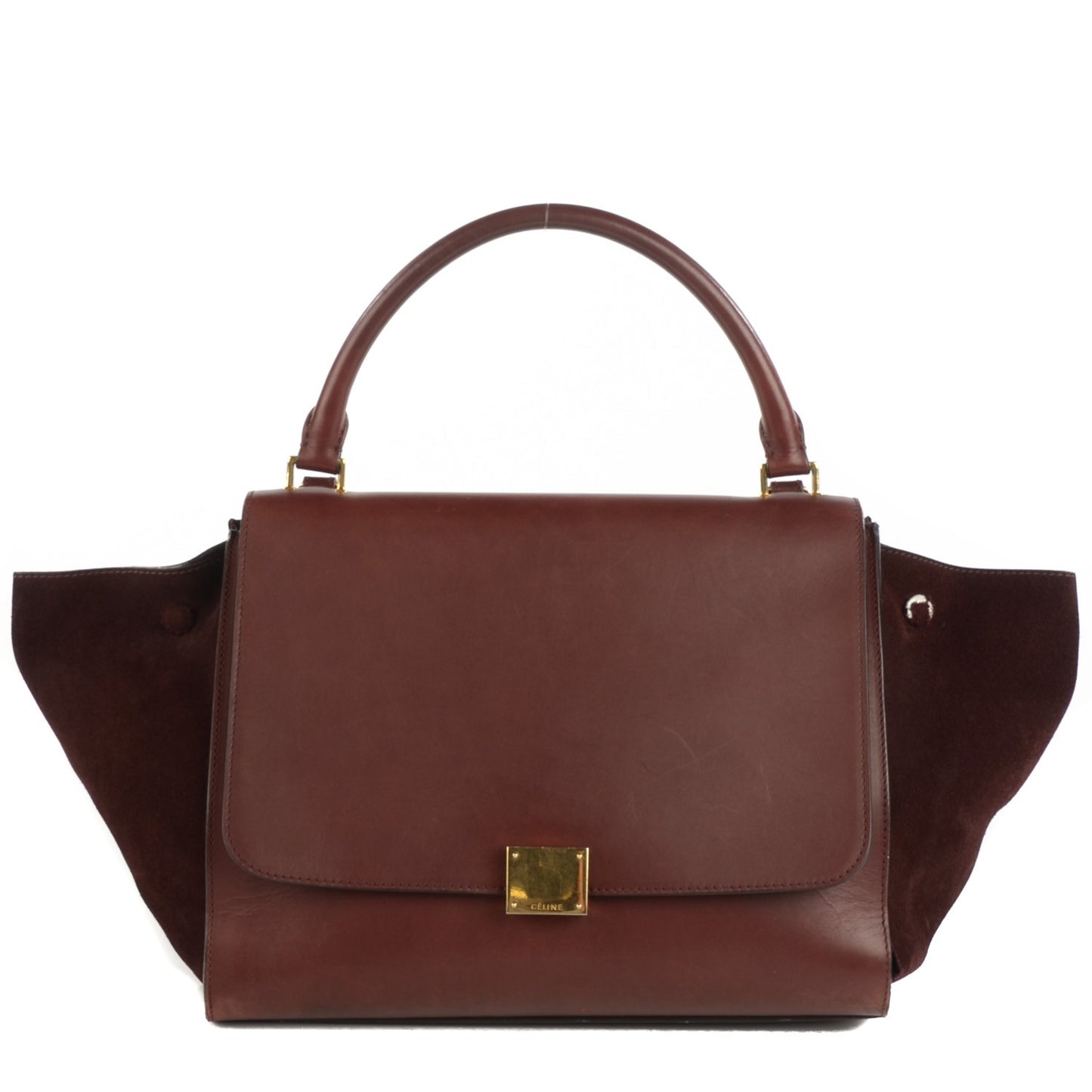 Smooth Calfskin Suede Medium Trapeze Burgundy