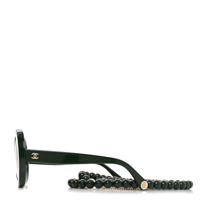 Chanel Acetate Round Chain Sunglasses 5489 Green 3 of 7