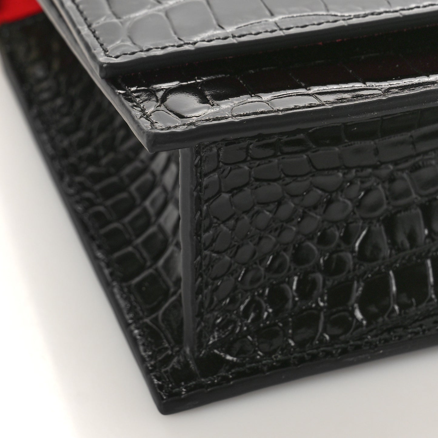 Calfskin Crocodile Embossed Skull Medium Shoulder Bag Black