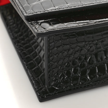 Alexander McQueen Calfskin Crocodile Embossed Skull Medium Shoulder Bag Black 7 of 8