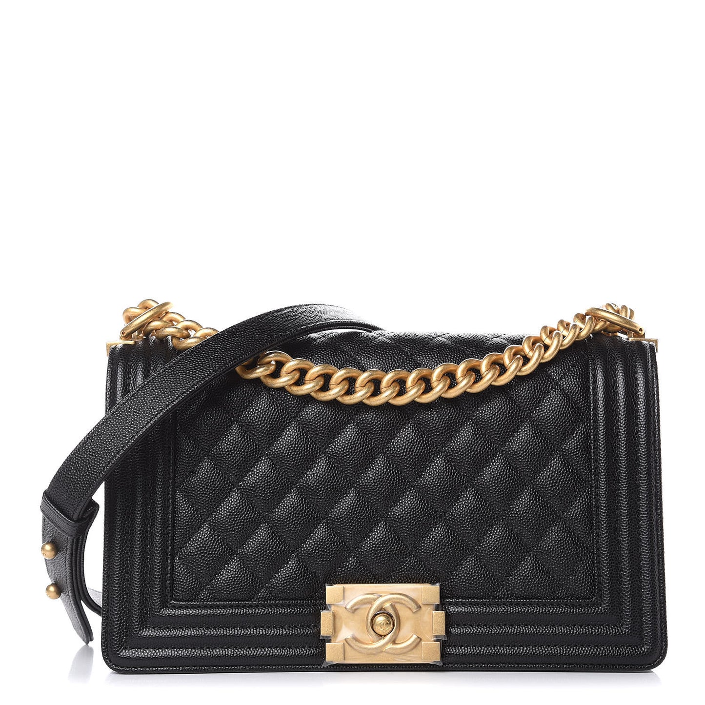 Caviar Quilted Medium Boy Flap Black