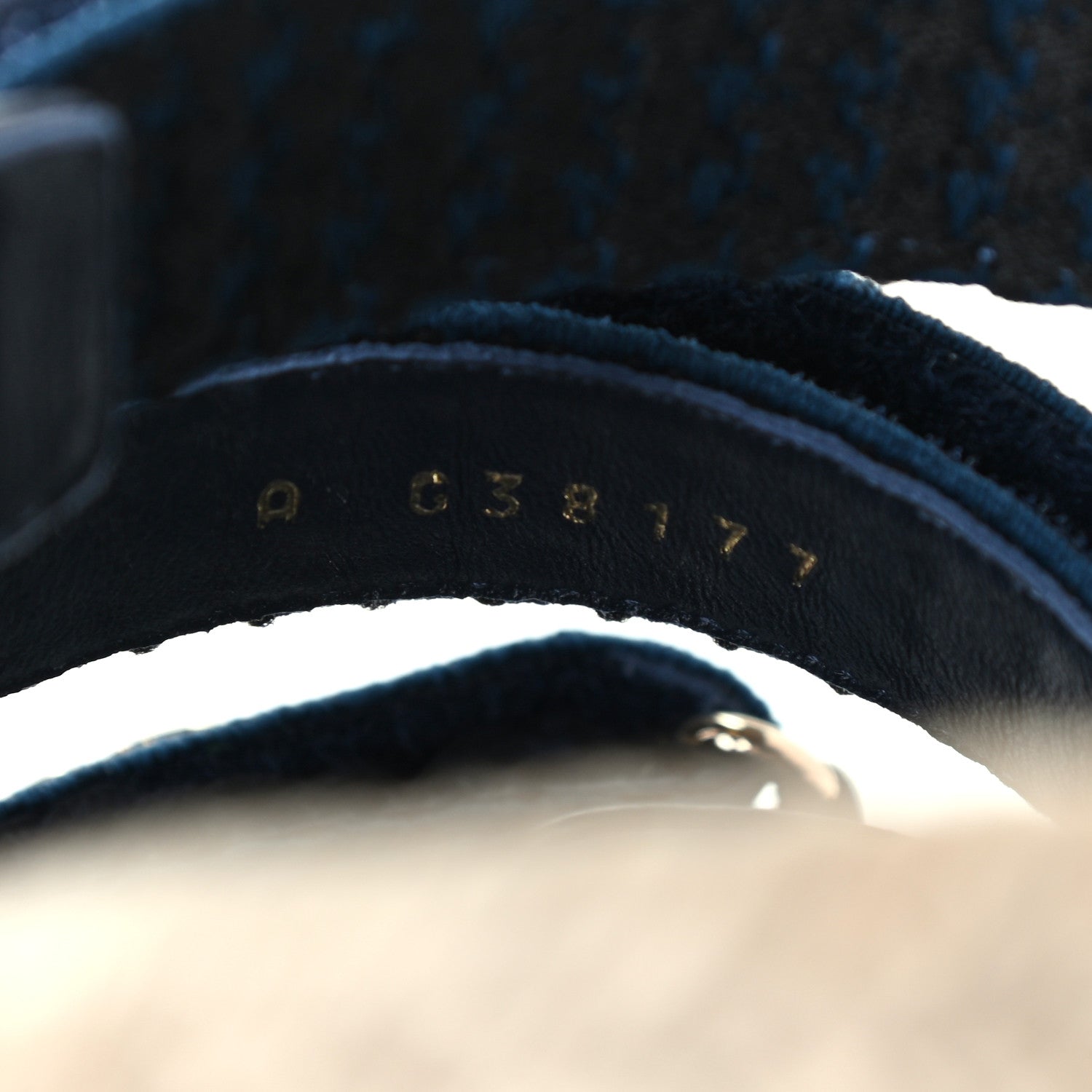 Chanel Stretch Fabric Lambskin CC Flat Sandals 37 Navy Blue Black 8 of 8