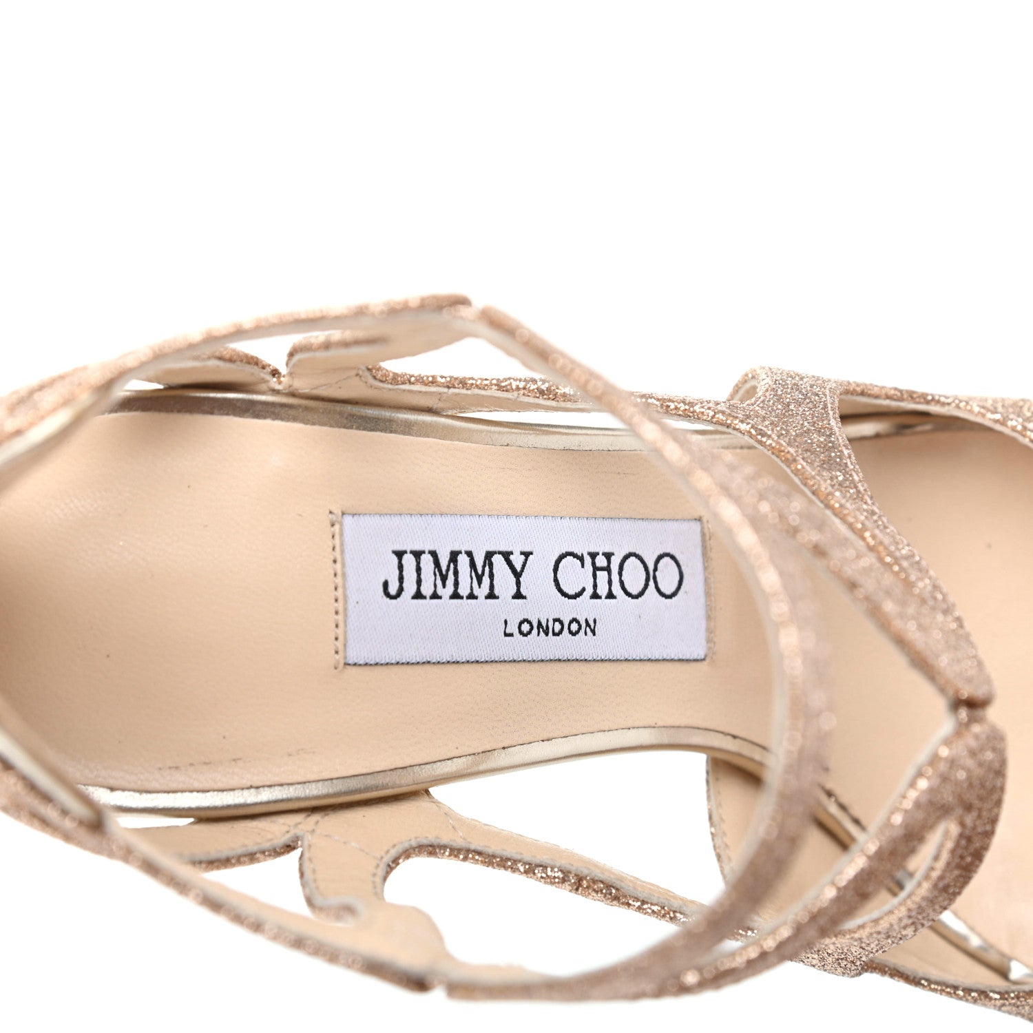 Jimmy Choo Metallic Nappa Glitter Leslie 110 Sandals 36 Gold 7 of 13