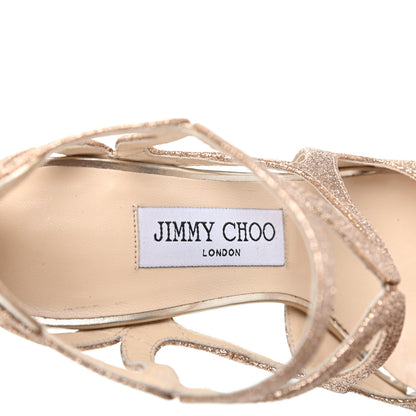 Jimmy Choo Metallic Nappa Glitter Leslie 110 Sandals 36 Gold 7 of 13