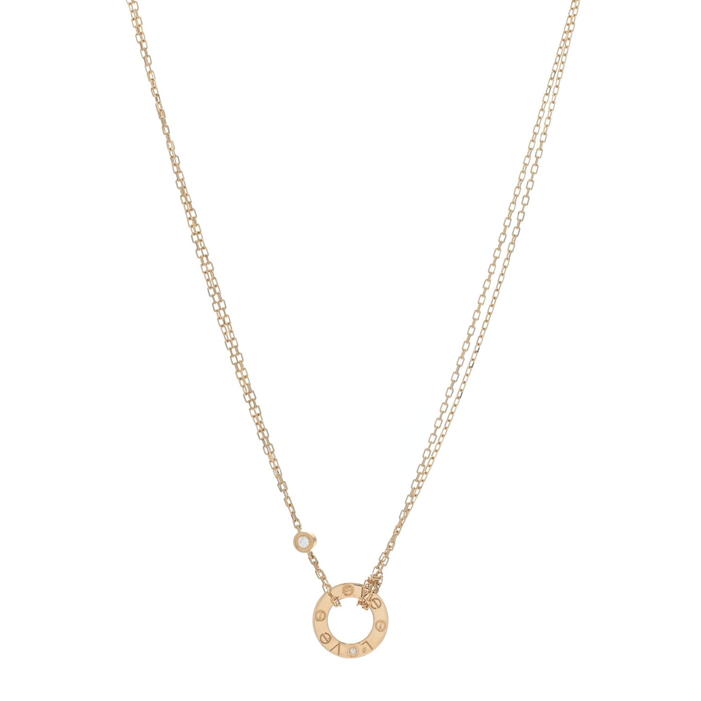 18K Yellow Gold 2 Diamond LOVE Necklace