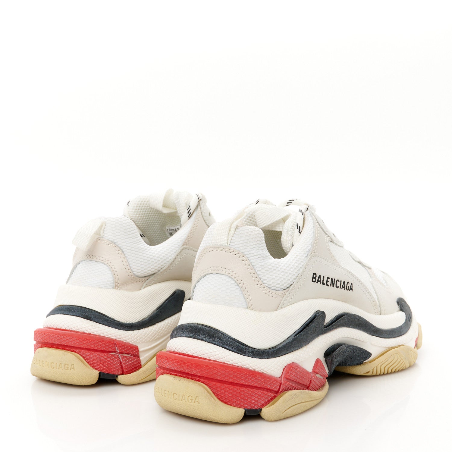 Balenciaga Fabric Mesh Womens Triple S Sneakers 38 Grey Red White 5 of 9