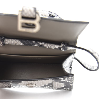 Balenciaga Shiny Calfskin Python Effect Hourglass Top Handle Bag Mini Black White 5 of 10
