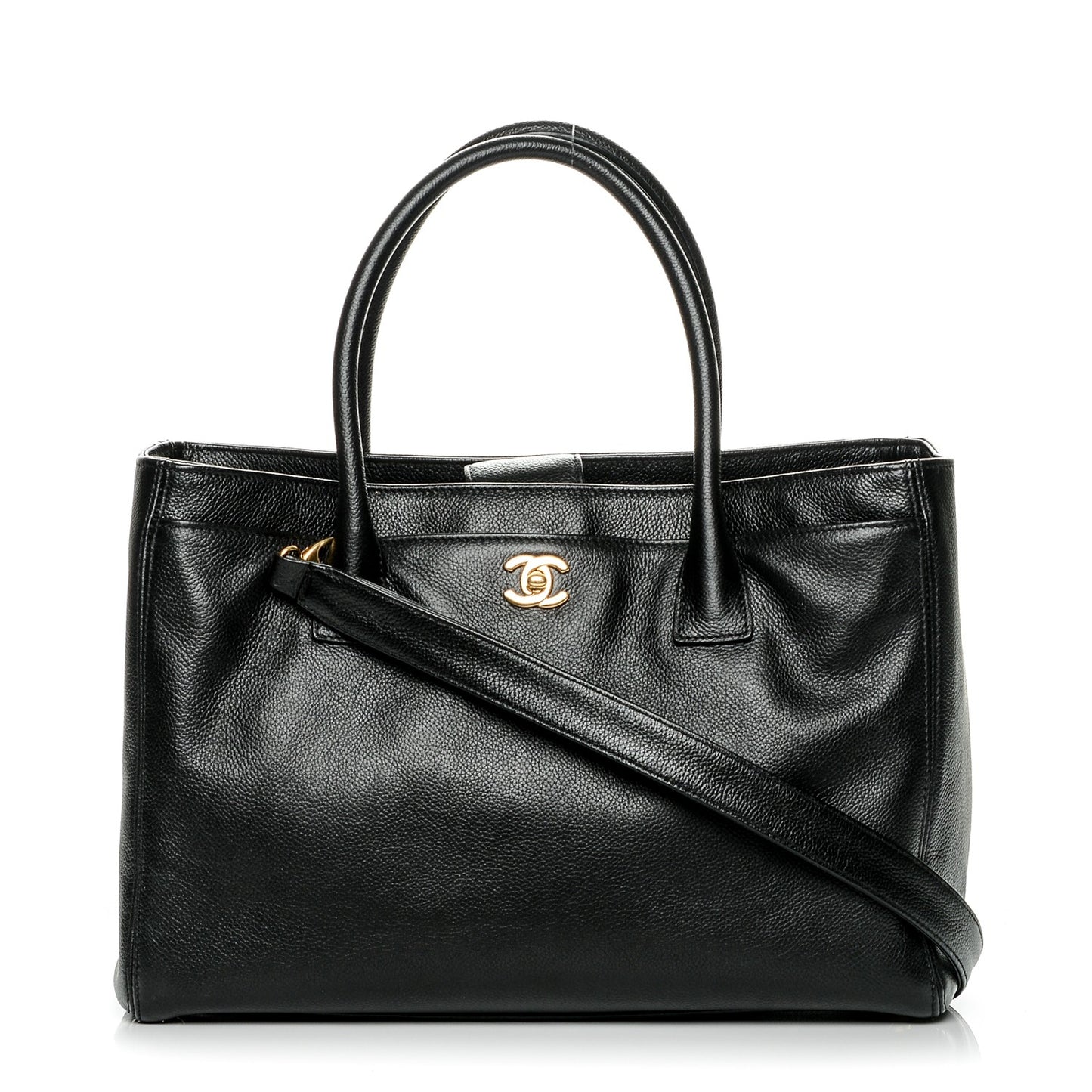 Calfskin Cerf Executive Shopper Tote Black