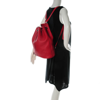 Gucci Pebbled Calfskin Small Soho Drawstring Backpack Tabasco Red 2 of 8