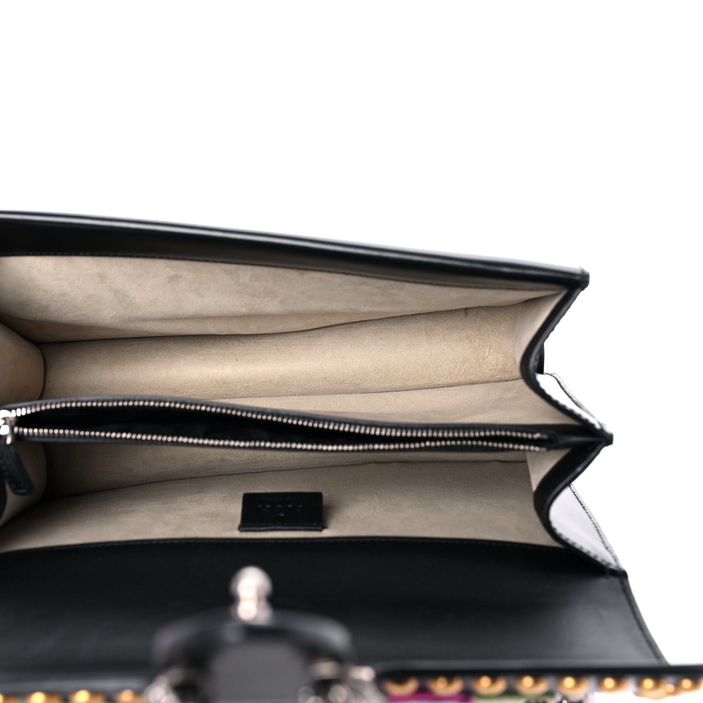 Calfskin Floral Embroidered Studded Small Dionysus Shoulder Bag Black