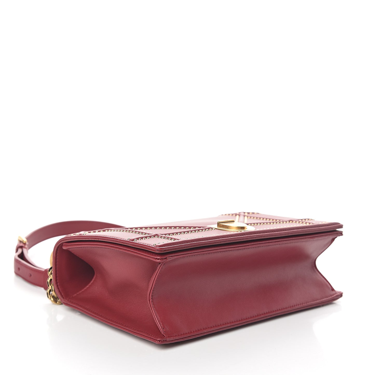 Calfskin Studded Medium Diorama Flap Bag Burgundy